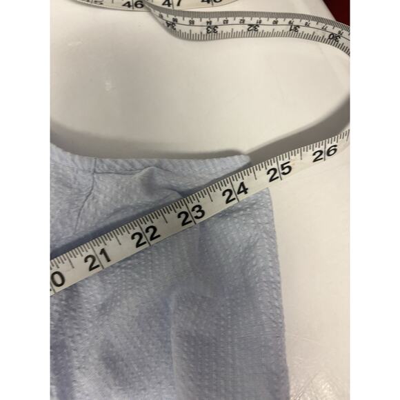 Lane Bryant Light Blue Belted Sear-sucker Button Up Sleeveless Shirt Size 20 - Picture 4 of 4